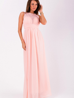 Společenské dámské šaty bez rukávů dlouhé růžové - EVA&LOLA