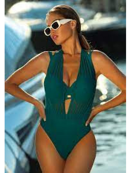 Dámské jednodílné plavky Fashion 23 S1093V-7 tm. zelené - Self