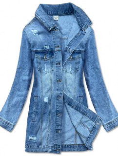 Světle modrá dlouhá džínová bunda (POP7021-LK) - P.O.P.SEVEN