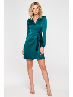Dámské zavinovací šaty  K156 Tmavě smaragd zelené - Makover