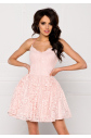 Společenské dámské šaty na ramínka krajkové s kolovou sukní - Růžové
