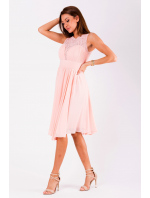 Dámské společenské šaty středně dlouhé růžové - EVA&LOLA