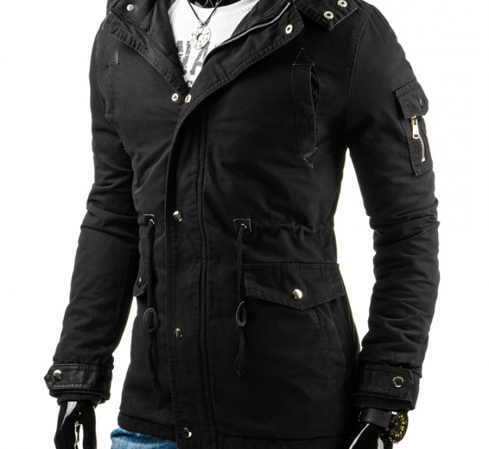 Pánská prošívaná zimní bunda s odnímatelnou kapucí