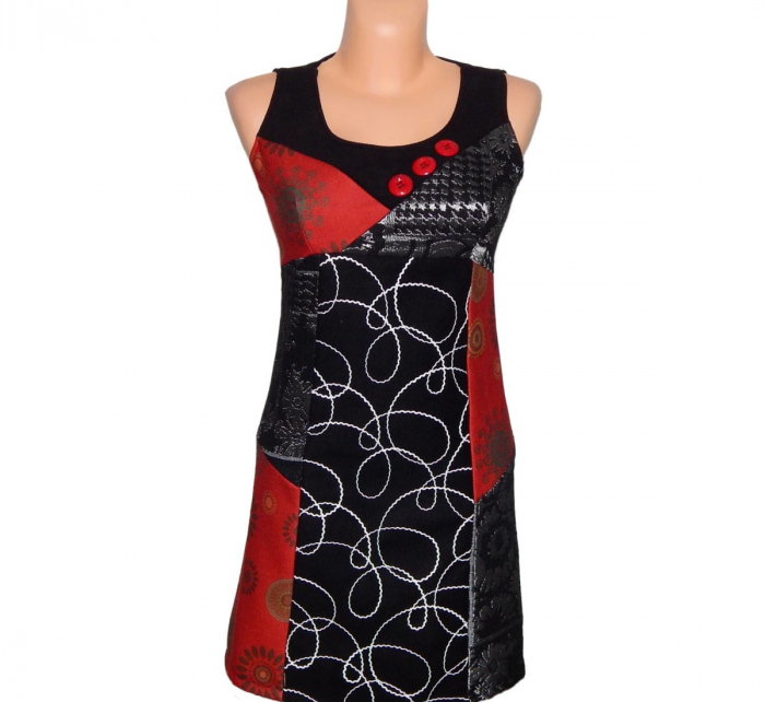 Dámské vlněné šaty HS-12063 Černo/červené - Donna