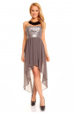 Dámské společenské šaty MAYAADI s asymetrickou sukní - HS-297_GREY - šedé
