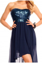 Dámské společenské šaty MAYAADI - HS-297_DARKBLUE - s asymetrickou sukní - Tm. modré 