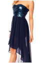 Dámské společenské šaty MAYAADI - HS-297_DARKBLUE - s asymetrickou sukní - Tm. modré 