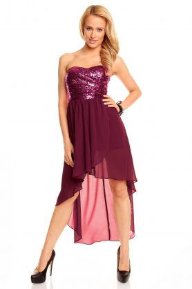 Dámské společenské šaty MAYAADI s asymetrickou sukní - HS-297_PURPLE - fialové 