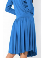 Letní šaty dámské ve volném střihu značkové středně dlouhé modré - Makadamia