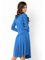Letní šaty dámské ve volném střihu značkové středně dlouhé modré - Makadamia