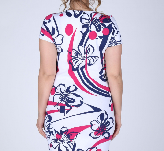Dámské šaty pm-33608 s květinovým vzorem bílo/růžové - Efekt