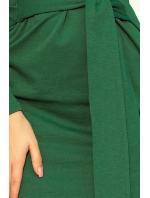 Dámské šaty s dlouhým rukávem a páskem 209-2 zelené - Numoco