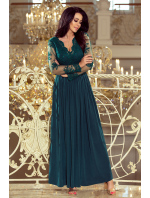 Dámské šaty- 213-1- dlouhé - Smaragdové