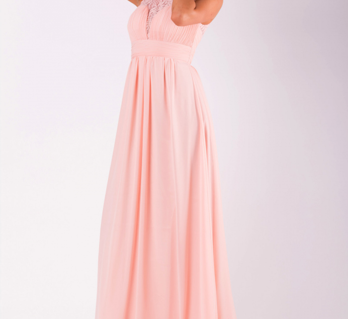 Společenské dámské šaty bez rukávů dlouhé růžové - EVA&LOLA