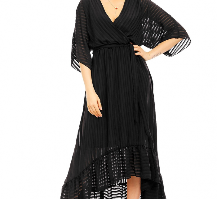 Lehké dámské šaty s asymetrickou sukní černé