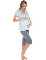 Dámské těhotenské a kojící pyžamo Felicita modro-šedá - Italian Fashion