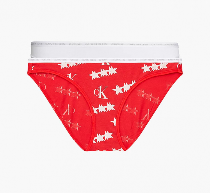 Dámské kalhotky 000QD3789E - W5H - Červená, bílá - Calvin Klein
