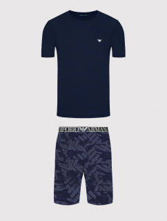 Pánské pyžamo krátké - 111573 2R509 96035 - tm.modrá - Emporio Armani