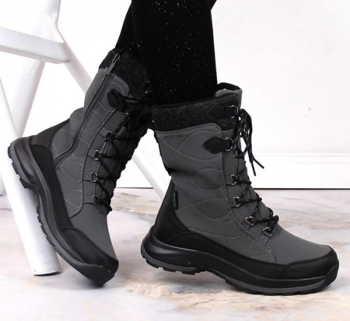 Dámské 2105  DK61C  nepromokavé sněhové boty tmavě šedá - DK