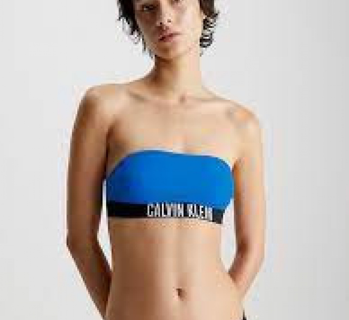 Dámská plavková podprsenka Bandeau KW0KW01966 C4X modrá-černá - Calvin Klein