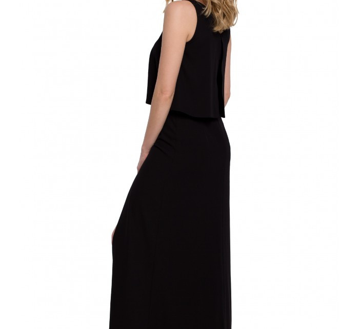 Maxi šaty s volánkem K048 černé - Makover