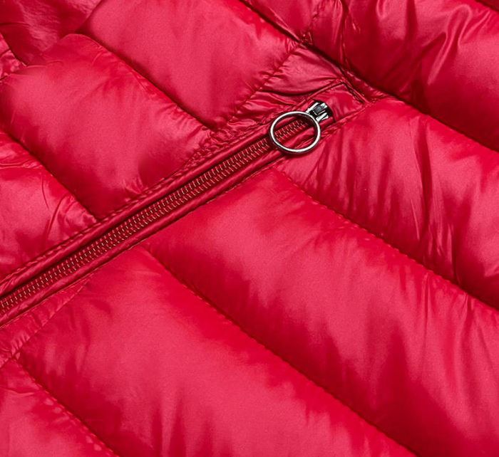 Červená oboustranná dámská prošívaná bunda (B9775-4)