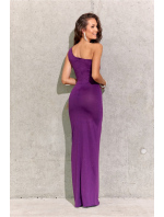 Dámské společenské šaty SUK0274 tmavě fialová třpyt - Roco Fashion