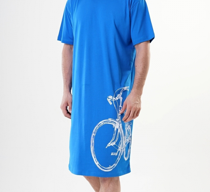 Pánská noční košile s krátkým rukávem Velké kolo - modrá - Vienetta
