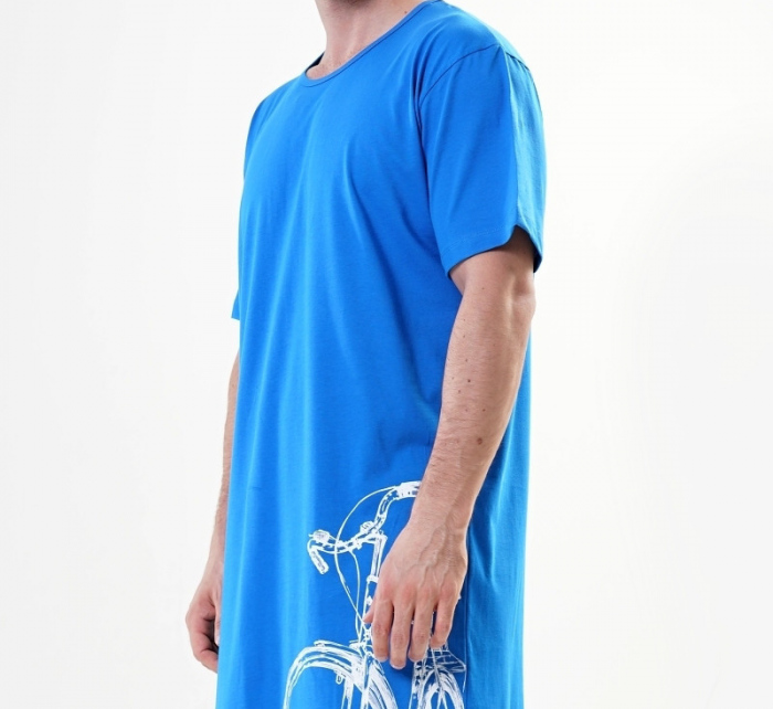 Pánská noční košile s krátkým rukávem Velké kolo - modrá - Vienetta