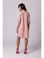 Dámské rozšířené košilové šaty B257 pudr růžová - BEwear