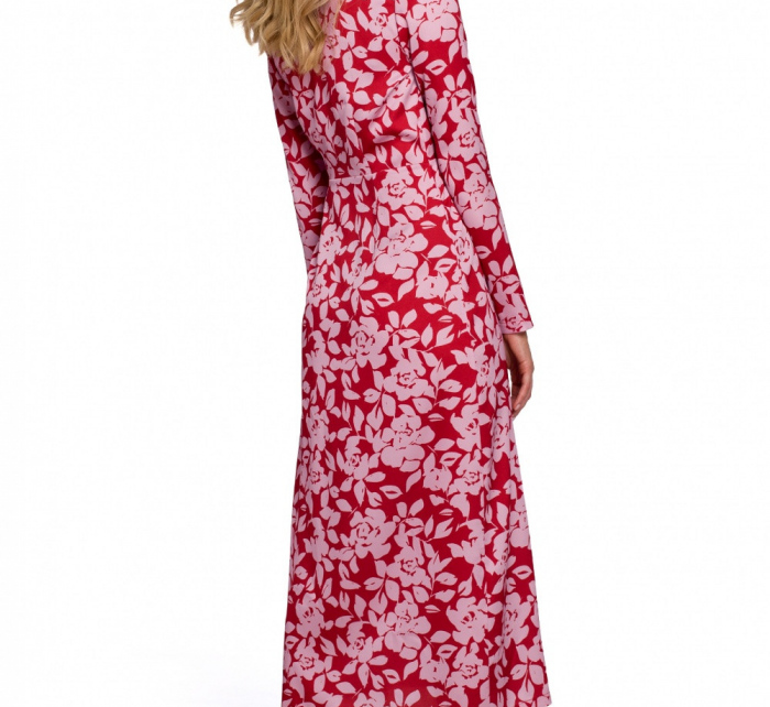 Dámské šaty K083 Červená s růžovou - Makover