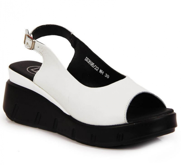 Dámské kožené sandály PAW360A / DS359 Bílo-černá - Filippo