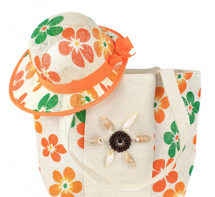 Komplet - kabelka a klobouk  22103 Ciechocinek oranžový - Art Of Polo
