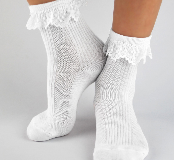 Dívčí ponožky s volánkem SB020 Bílá - Noviti