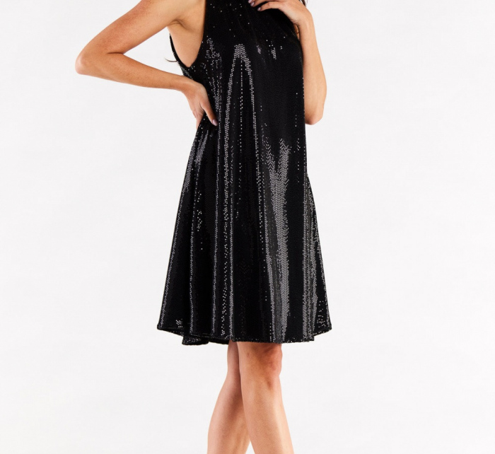 Dámské šaty A563 Černá s flitry -  Awama