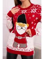 Dámský vánoční svetr Santa Claus 21068 Červený vzor - Kesi