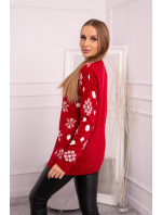 Dámský vánoční svetr s medvídkem červený - Kesi