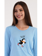 Dámské pyžamo dlouhé Tučňák na ledě modré - Vienetta