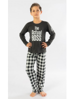 Dětské pyžamo dlouhé Actual boss tm. šedé - chlapecké