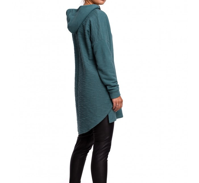 Dámský pletený svetr se zaobleným lemem B176  tyrkysový - BeWear