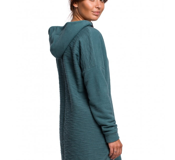 Dámský pletený svetr se zaobleným lemem B176  tyrkysový - BeWear