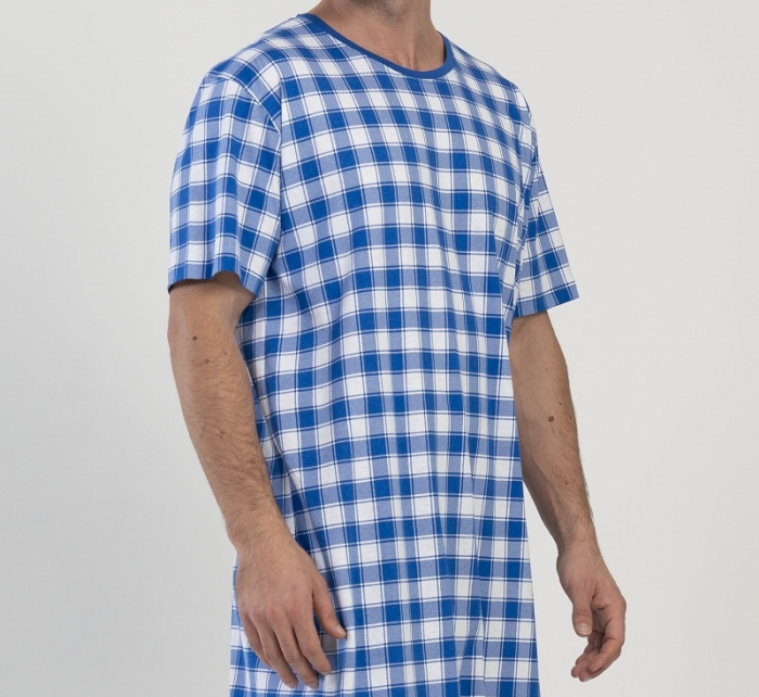 Pánská noční košile Karel Modrá s bílou - Vienetta