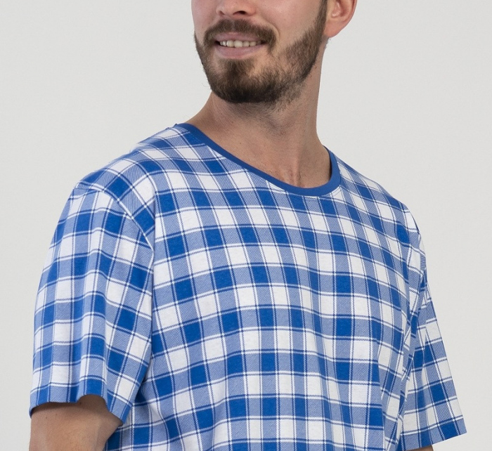 Pánská noční košile Karel Modrá s bílou - Vienetta