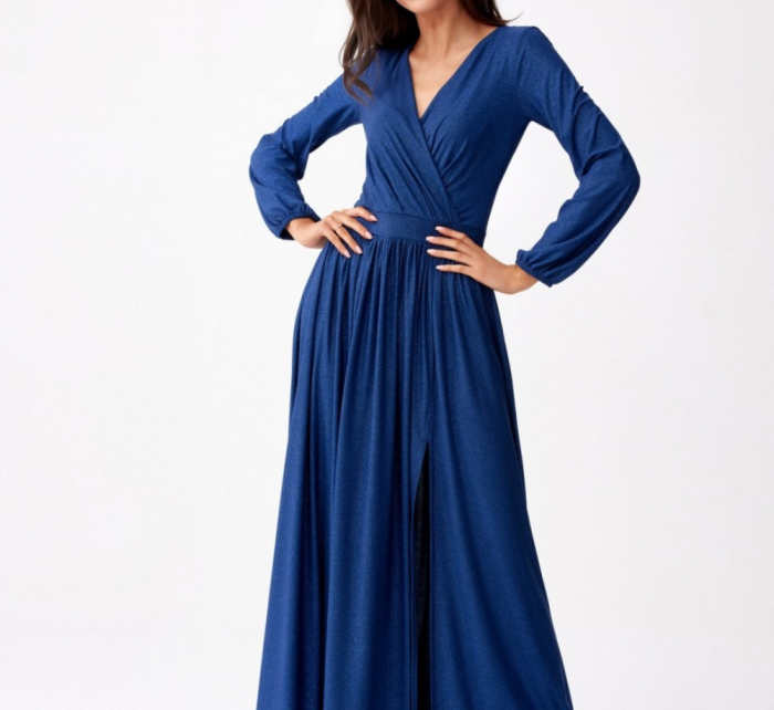 Dámské dlouhé šaty SUK0420 tm.modré - Roco Fashion