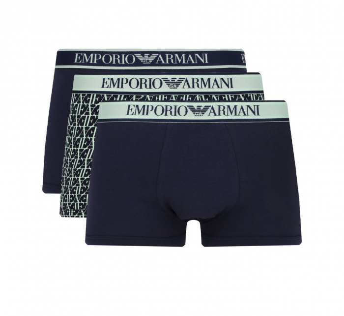 Pánské boxerky 3Pack 112130 4R717 tm. modré se zelenou - Emporio Armani