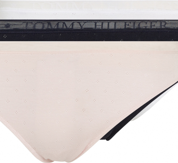 Dámské kalhotky 3Pack UW0UW05284 0VR černé/bílé/sv. růžové - Tommy Hilfiger
